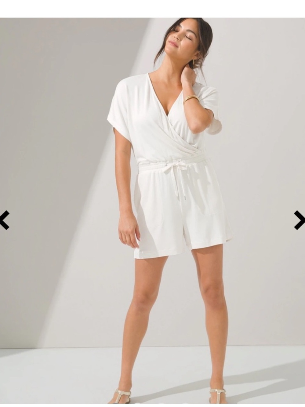 Soma Romper white jumpsuit faux wrap V-neck drawstring waist comfy NWT- size XL